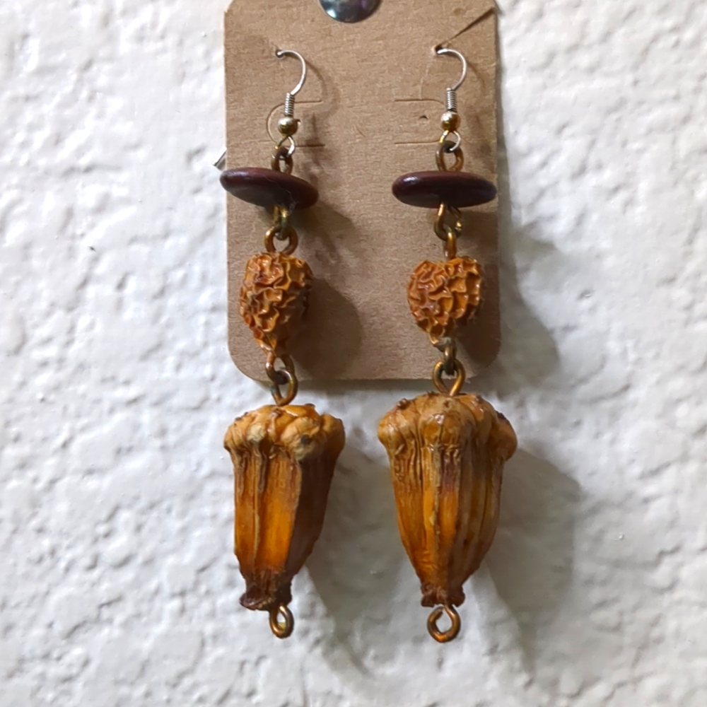 Wood acorn earrings